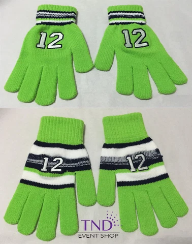 SEATTLE SEAHAWKS NUMBER 12 #12 FAN KNIT GLOVES MITTENS Cover