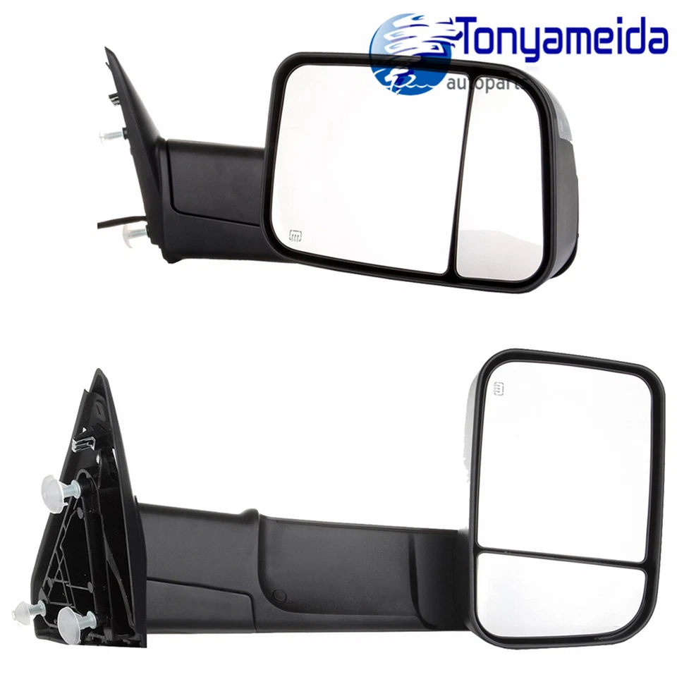 Nuevos espejos retrovisores eléctricos térmicos para remolque negros para camioneta Ram 1500 luz de señal 2009-2015 Foto 1 de 4