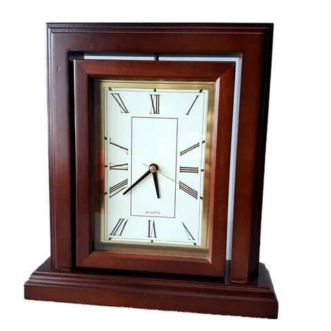 VTG BOMBAY Rotating Clock 10" Wood Desk Mantle Picture Frame Portrait 5x7 Photo Cover