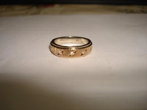 Vintage Wahrzeichen 14K weiß gelbgold Diamant 5,3 mm Hochzeit Braut Band Ring 5,25 - Bild 1 von 9