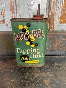 VTG MOLY-DEE TAPPING FLUID OIL CAN WITHROW CO 16OZ USA TIN GAS OIL - Picture 1 of 9