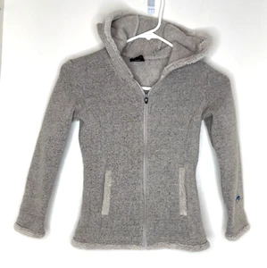 KUHL Apres Fleece Girls 7/8 S Small Beige Gray Sweater Zip Front Hooded Jacket - Picture 1 of 4