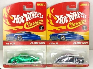 2X Hot Wheels Classics 2005 - '40 FORD COUPE GREEN + CHROME 19/30 NEW IN BOX - Picture 1 of 3