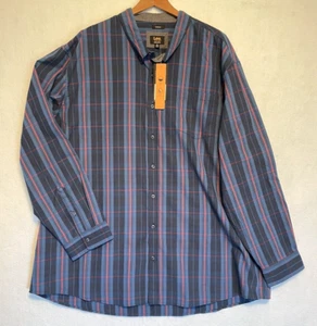 Lee Regular Fit Blue Plaid Long Sleeve Button Down Shirt Men's 3XL NWT - Picture 1 of 8