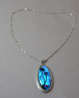 VINTAGE BUTTERFLY WING SET PENDANT ON A STERLING SILVER CHAIN NECKLACE   3224