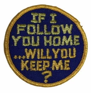 Si te sigo a casa, ¿me guardarás? Parche Vintage Azul Verde Amarillo Usado - Imagen 1 de 5