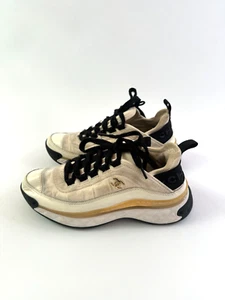 Chanel White/Black Leather and Fabric CC Low Top Sneakers Size 36 EU - Picture 1 of 8