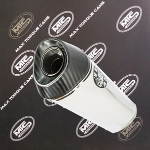 Kawasaki ZR-7 1999-2004 Stainless Tri oval Carbon Outlet ROAD LEGAL Exhaust Pipe - Picture 1 of 2