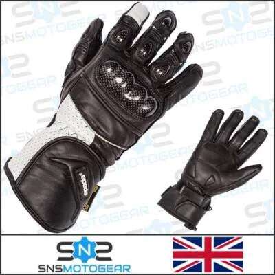 Spada Beam CE Ladies Leather Motorcycle Motorbike Summer Gloves - Black/White - Image 1 of 3