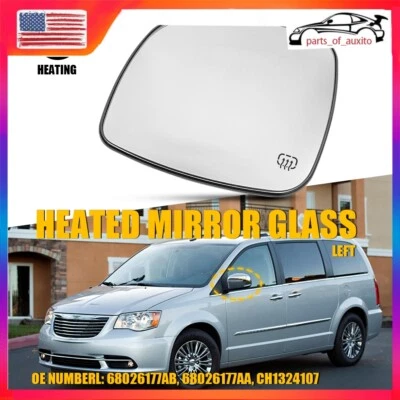 Espejo de vidrio para 08 16 Dodge Grand Caravan Chrysler Town Country & Driver térmico Foto 1 de 4