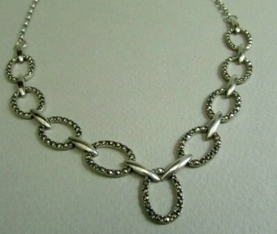 Suspicion (R) Marcasite from QVC Oval Link Sterling Silver Necklace - Image 1 of 3