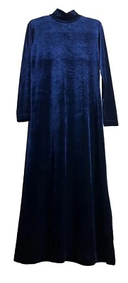 Valerie Steven Sport women’s Mock Neck Blue Long Sleeve Velvet Maxi Dress|Sz:M - Image 1 of 4