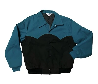 Vtg USA West Arc Brushpopper Western Jacket Men Size L Insulated Teal Black Coat - Image 1 of 4
