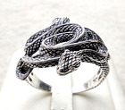 Two Headed Twin Snake Serpent Ring, 925 Sterling Silver,  Oxidized, Size 11, 12