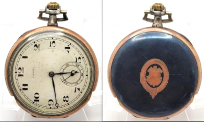 Raro reloj de bolsillo Eterna Watch Co plata y oro sobre esmalte. funciona Foto 1 de 4