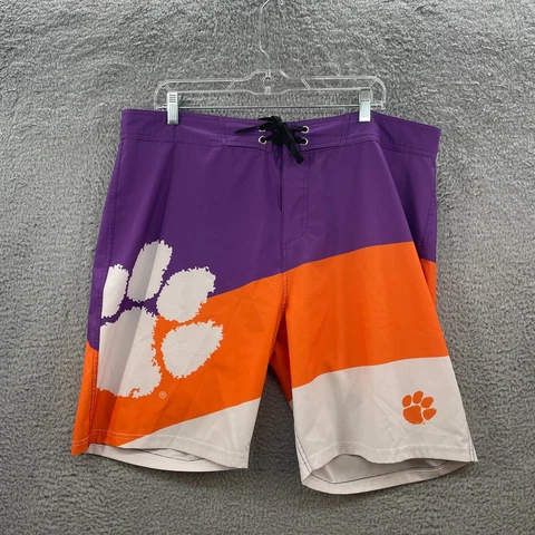 Clemson Tigers Board Shorts Mens 36 (38 Actual) Purple Orange White Swim Trunks Cover