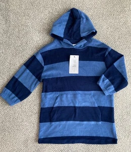 NEW M&S Boys Blue Mix Towelling Striped Poncho Size 3-4 Years - Picture 1 of 3
