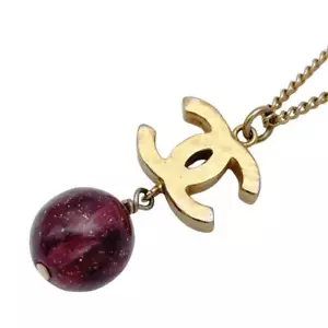 Chanel Necklace Coco Mark Gold Color Stone 2WAY Ladies' Fashion Accessories - Picture 1 of 8