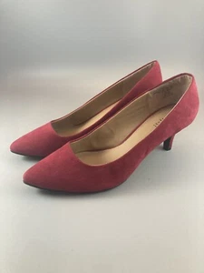 Women Shoes Size 7 Red Classic Pump Heels Metaphor Carson Faux Suede - Picture 1 of 10