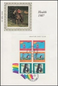 NEW ZEALAND BENHAM SILK FDC 1987 HEALTH MINI SHEET (ID:06/D43738) - Picture 1 of 1