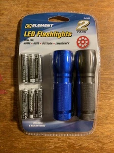 Element LED Flashlights_2 Pack with 6 AAA Batteries_New_Sealed_cHECK iT  - Picture 1 of 2