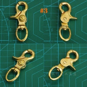 BRASS  SNAP HOOK Large Multiple Key Ring Chain LeatherCraft Hardware DIY #3 - Picture 1 of 2
