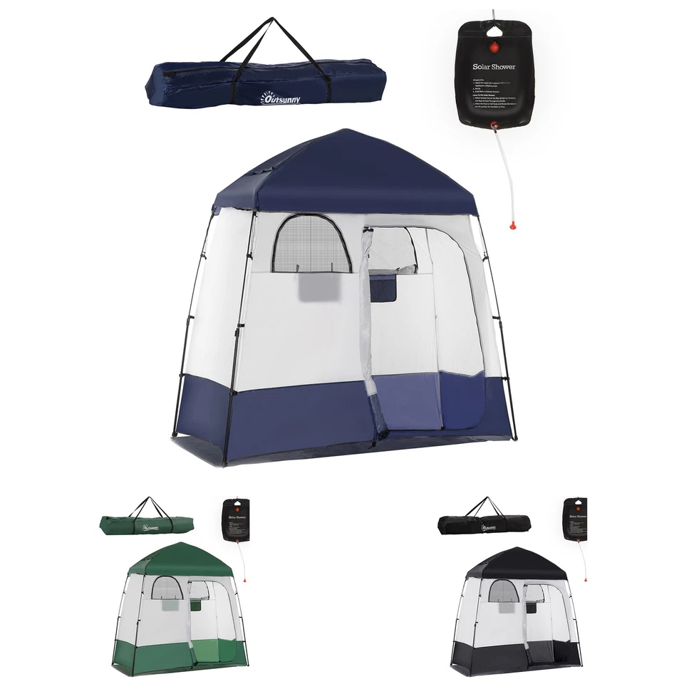 Outsunny Two Room Pop Up Shower Tent w/ Shower Bag, Floor & Carry Bag - Image 1 of 1