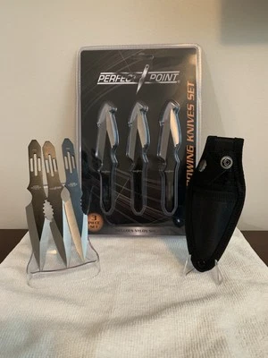 Perfect Point Two Sets Of 3 5.5” Throwing Knife Set With Sheaths (6 Knives) - Image 1 of 4