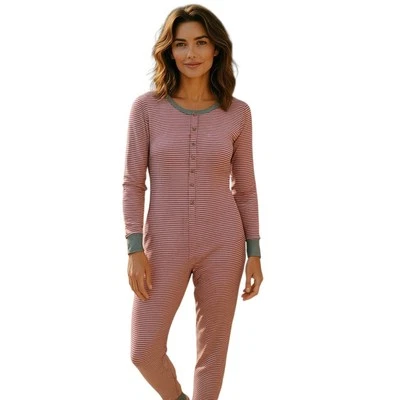 Pijama térmico de una pieza Jockey rayas rojas grises grandes Foto 1 de 4