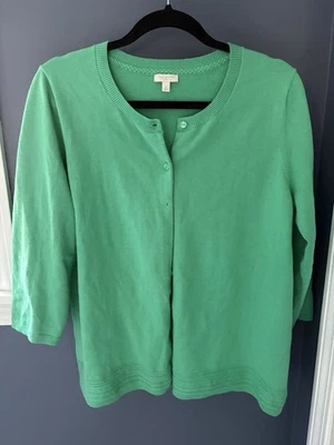 Cárdigan Talbots Kelly verde con botones manga 3/4 para mujer 1X Foto 1 de 3