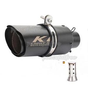 Motocycle 38-51mm Slip On Exhaust Stainless Steel Black Muffler Tail Link Pipe - Bild 1 von 5