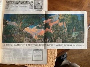 Maxfield Parrish Foldout Print The Dream Garden Insert 1915 Ladies Home Journal - Picture 1 of 5