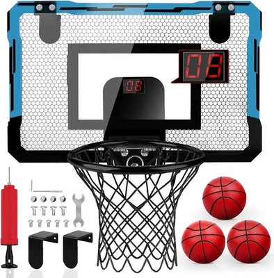 Mini Basketballkorb mit Anzeigetafel Netz Ball Pumpe Backboard Kinder 40*30cm - Bild 1 von 4