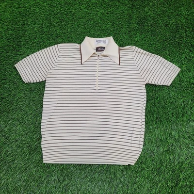 Vintage Jockeys Striped Polo Shirt Womens Medium 19x23 Beige - Image 1 of 4