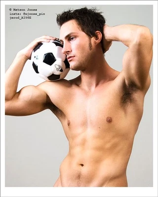 MALE PHYSIQUE NUDE_SOCCER JOCK LEAN BODY FULL FRONTAL_MATSON JONES SIGNED PHOTO - Image 1 of 2