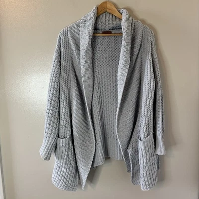 Cárdigan POL Grueso Tejido con Cable Suéter Grandmacore Bolsillos Azul Mediano Foto 1 de 4