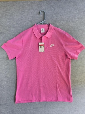 Polo Nike Clásico Para Hombre Grande Rosa/Blanco Bordado Polo #CJ4456-675 Foto 1 de 4