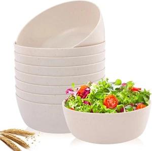 EI 8pcs Wheat Straw Bowls,28oz 5.11*5.11*5.11, Beige Bowls - Picture 1 of 9