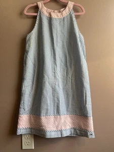Vineyard Vines Girls' Seersucker Shift Dress Pink Blue Size 10 - Picture 1 of 8
