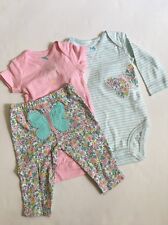 Carters Baby Girl Bodysuit Pants Size Newborn 3 6 Months Pink Butterfly Floral