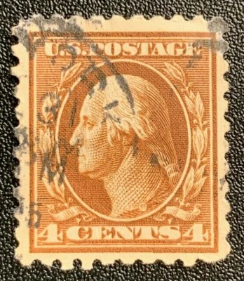 Very Rare old stamp. 1914-15 George Washington 4 Cent Stamp Canceled Used - Image 1 of 2