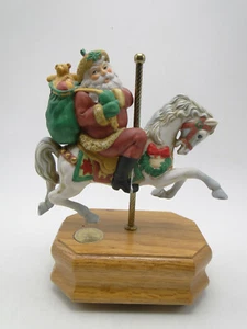 1986 Willitts Ltd. Hrsg. Weihnachtserinnerungen Spieluhr Weihnachtsmann mit Karussell Pferd - Bild 1 von 9