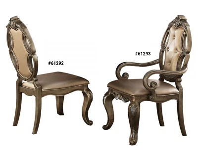 ACME Ragenardus Formal Vintage Oak & PU Finish 2-PC Dining 43"H Arm / Side Chair - Image 1 of 2