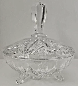 Eleghant American Brilliant Cut Glass Footed Covered Candy Compote Dish - Picture 1 of 8