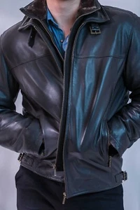 Long Aviator Genuine Leather  Jacket with Removable Lining with  Fur Collar AU - Bild 1 von 6