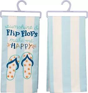 NEW!~"sunshine & FLIP FLOPS make me HAPPY"~26"~DISH TOWEL~Hand/Kitchen/Tea/Bath - Picture 1 of 1