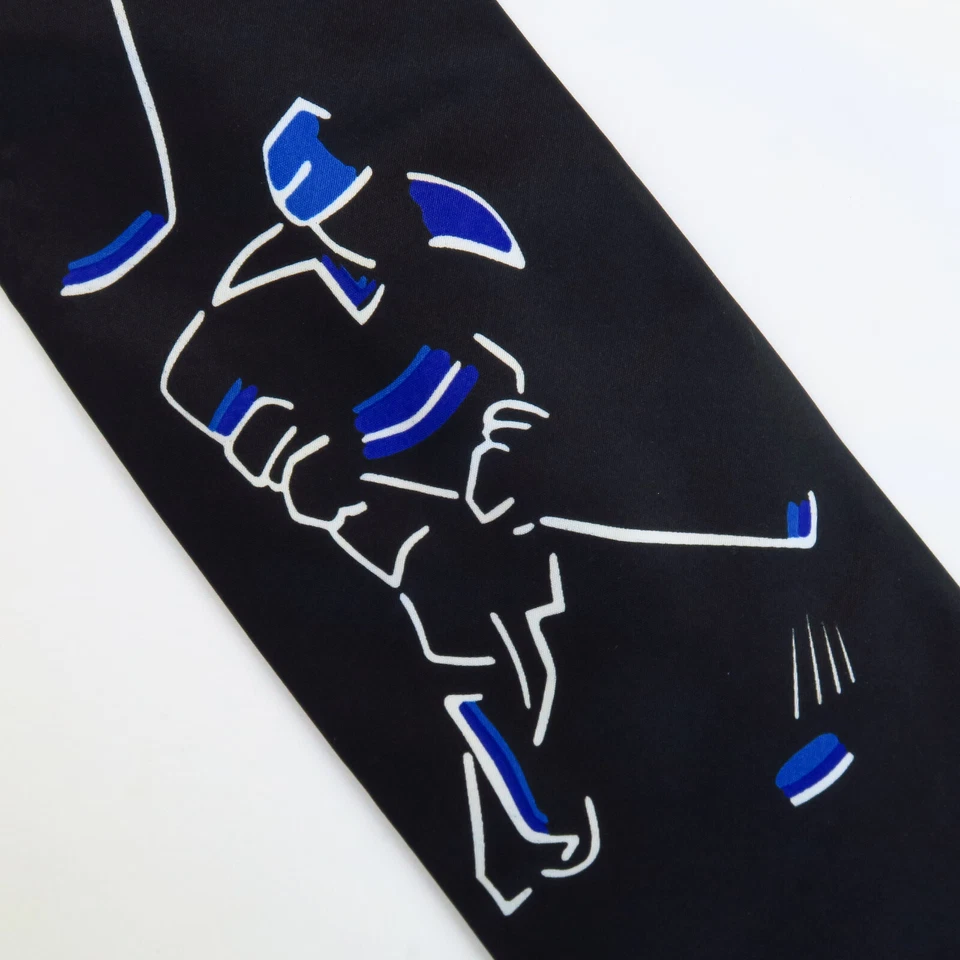 Figuras de hockey sobre hielo parquet negro azul blanco hechas a mano 56x3,5 deportes de invierno Foto 1 de 4