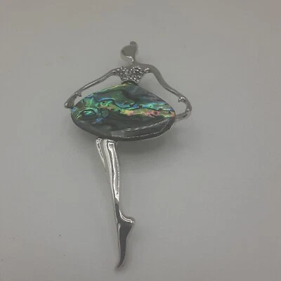 Abalone Shell And Austrian Crystal Ballerina Brooch And Pendant In Silvertone. - Image 1 of 4