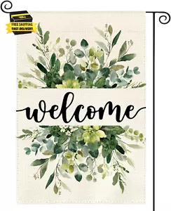 Spring Summer Floral Welcome Garden Flag 12X18 Inch Double Sided Outside, Eucaly - Picture 1 of 7