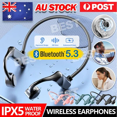 Bluetooth Bone Conduction Headphones Wireless Waterproof Headset Sport Earphones - image 1 of 4